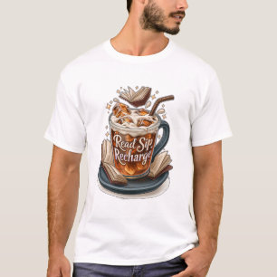 T-shirt Lire, siroter, recharger Café glacé et livres