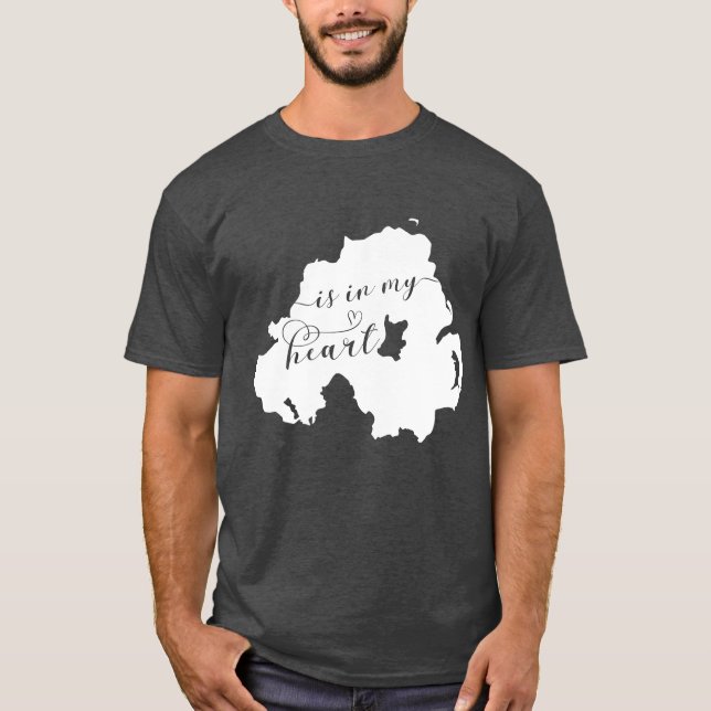 T-shirt L'Irlande Du Nord Est Dans Mon Coeur (Devant)