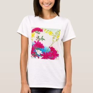 T-shirt lis japonais - magenta, jaune bleu