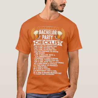 T-shirt Liste de contrôle pour l'enterrement de vie de gar