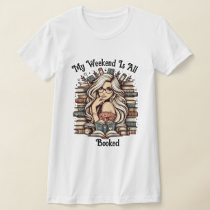 T-shirt Liste de livres : Fille au milieu des livres