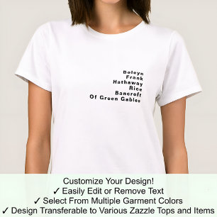 T-shirt Liste de noms de famille célèbres notables personn
