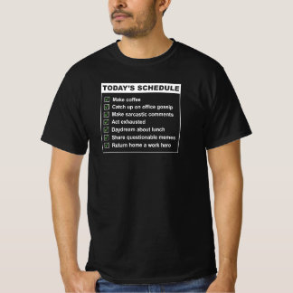 T-shirt Liste de tâches amusantes - Café, Potins, Épuiseme
