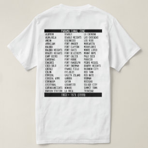 T-shirt Liste des emplacements de la zone du canal de Pana