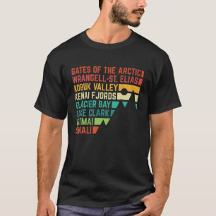 T-shirt Liste des parcs nationaux du Denali vintage Alaska