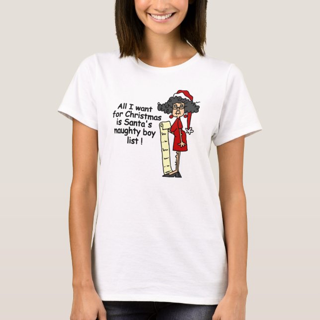 T-shirt Liste du garçon vilain de Père Noël (Devant)