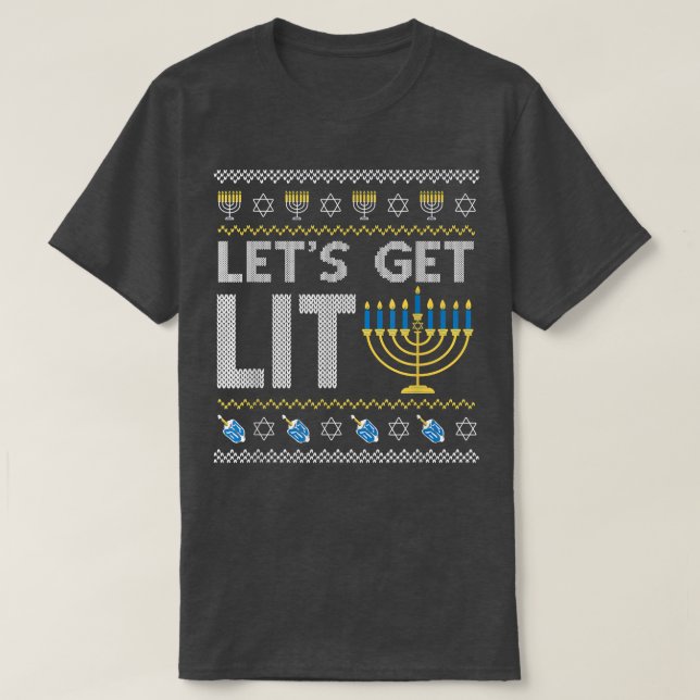 T-shirt Lit Chanukah Juif Juif Dreidel Hannukah (Design devant)