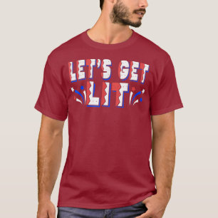 T-shirt LIT Drôle 4 juillet feux d'artifice Red USA
