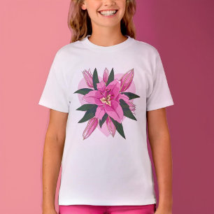 T-shirt Lit luxuriante rose avec Coeur doux Classique