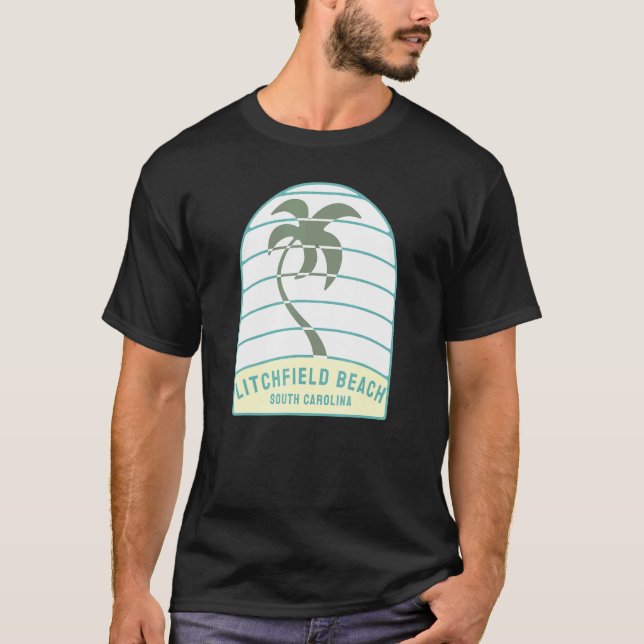 T-shirt Litchfield Beach Caroline du Sud Palm Tree Sc Vaca (Devant)