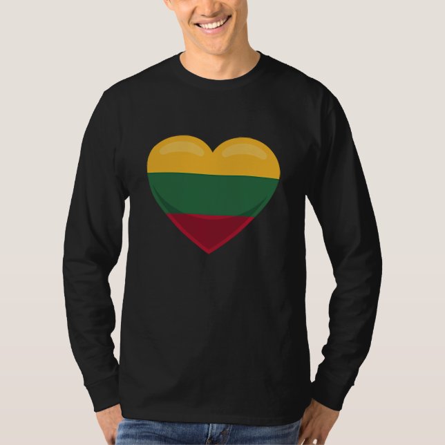 T-shirt Lithuania Flag Pocket Heart (Devant)