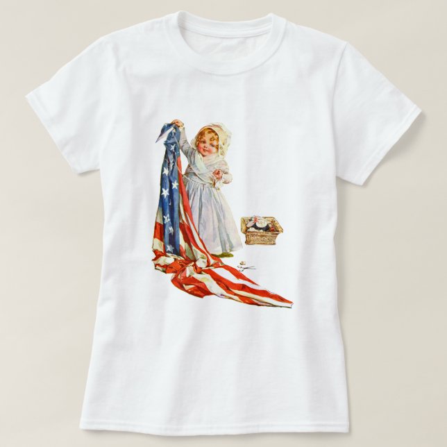 T-shirt Little Betsy Ross et le drapeau américain (Design devant)