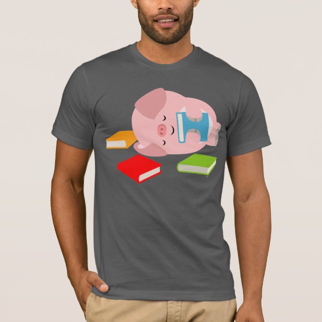 T-shirt Little Book Lover (mignon cochon de dessin (Devant)