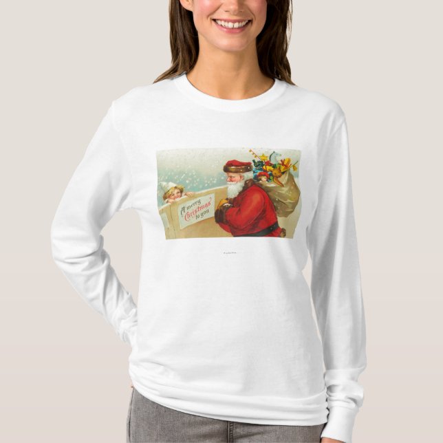 T-shirt Little Boy regardant au-dessus de la barrière (Devant)