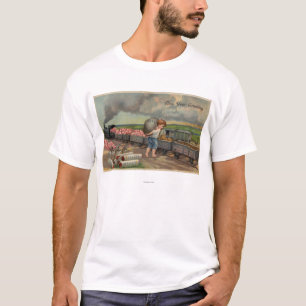 T-shirt Little Boy vidant l'argent dans le train