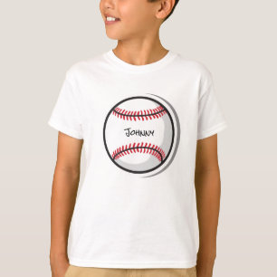 T-shirt Little League Baseball Blanc Rouge Noir Nom
