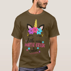 T-shirt Little Miss 4E Année Unicorn Retour À L'École Te