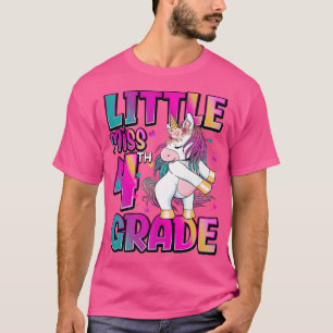 T-shirt Little Miss 4e année Unicorne Retour à l'école 4e