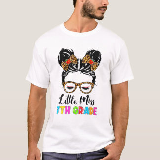 T-shirt Little Miss 7Th Grader Retour À L'École Messy Bun