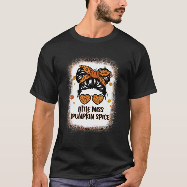 T-shirt Little Miss Citrouille Spice Messy Buns Leopard Ha (Devant)
