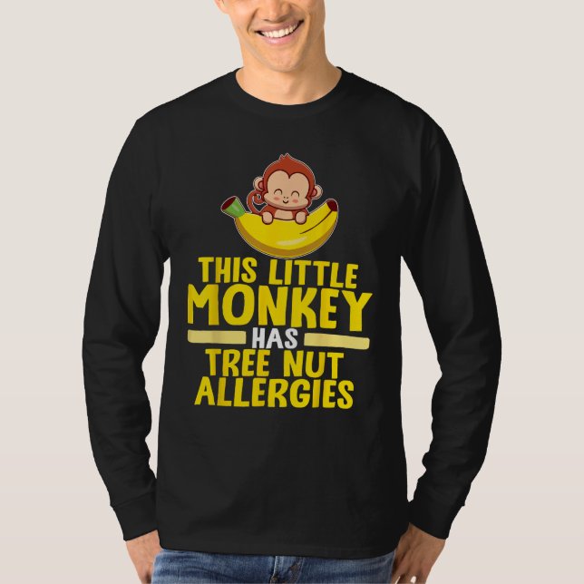 T-shirt Little Monkey Has Tree Nut Allergies (Devant)