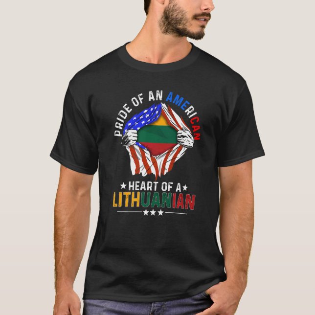 T-shirt Lituanie American America Pride Étrangère Lituanie (Devant)