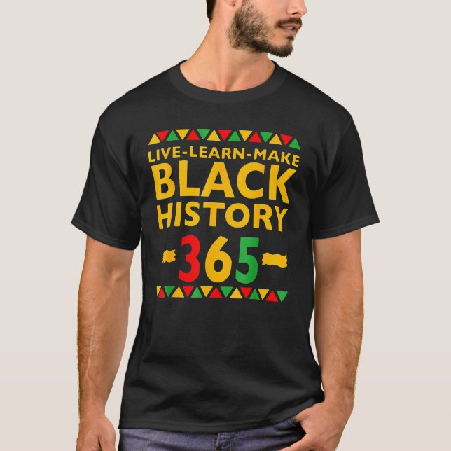 T-shirt Live Apprendre Faire Noir Histoire Mois Curly Natu (Devant)