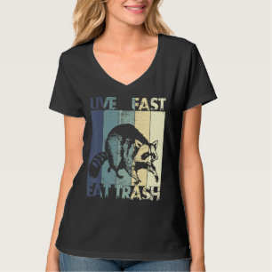 T-shirt Live Fast Eat Trash Funny Raccoon Camping Vintage