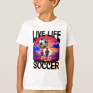 T-shirt Live Life Jouer Football, Football Sport Jeune Cou