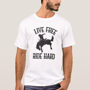 T-shirt LIVE LIVE RIDE HARD Drôle Drôle Cowboy Rodeo Horse