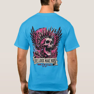 T-Shirt 'Live Loud Make Noise'  Punk-Schädel Rock 