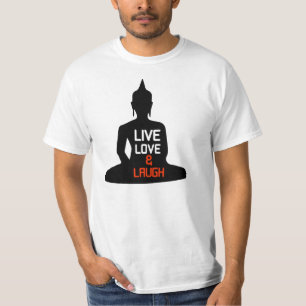 T-shirt Live love rire bouddha noir sillhoute