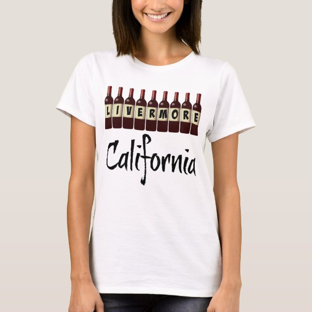 T-shirt Livermore Californie Bouteilles de vin rouge Dégus (Devant)