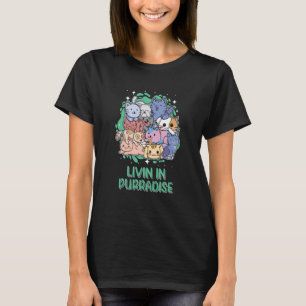 T-shirt Livin en Purradise Chat Hobby Kitten Chat Maman An