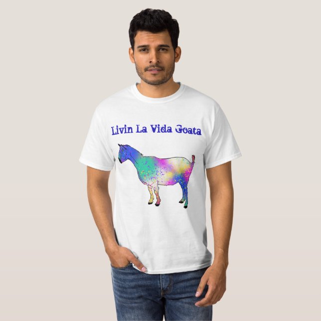 T-shirt Livin La Vida Goata Funny Funky Chèvre Animal Art (Devant entier)