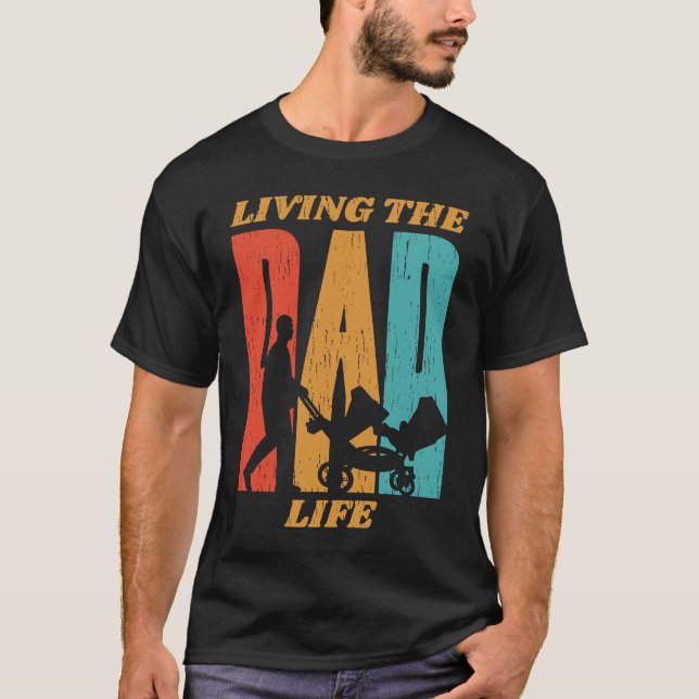 T-shirt Living the Dad Life  Twins in Stroller Graphic (Devant)