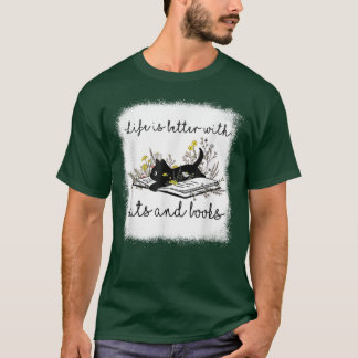 T-shirt Livre De Chats Pour Femmes La Vie Est Meilleur Ave