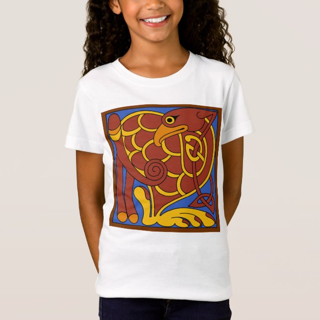 T-Shirt Livre De Kells Celtic Knot Oiseau Médiéval (Devant)