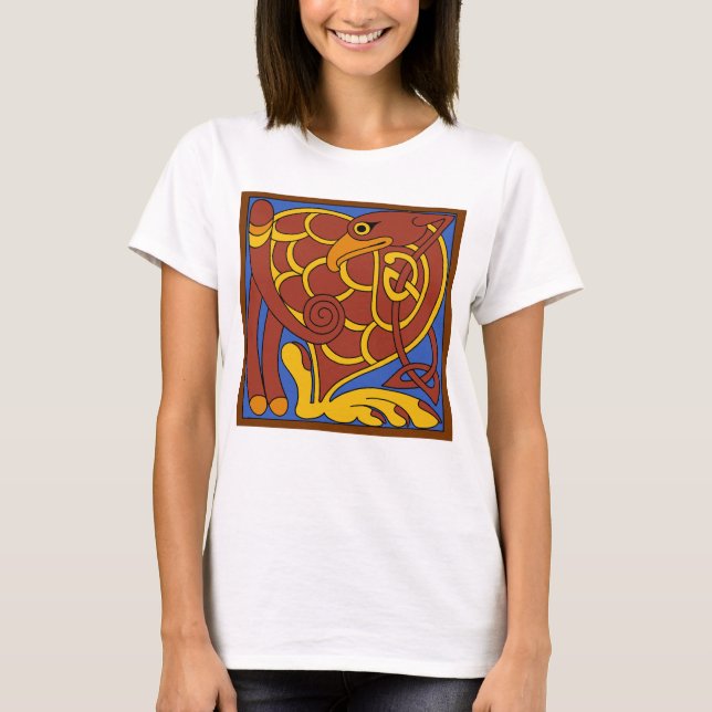 T-shirt Livre De Kells Celtic Knot Oiseau Médiéval (Devant)