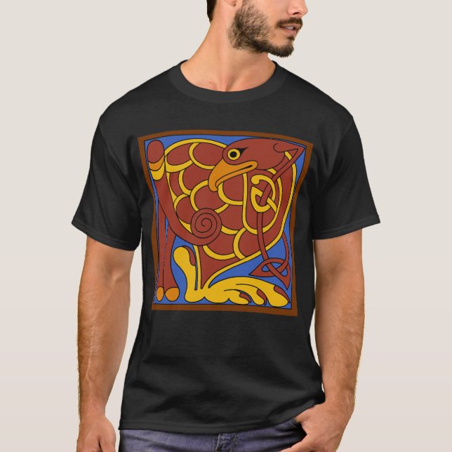 T-shirt Livre De Kells Celtic Knot Oiseau Médiéval (Devant)