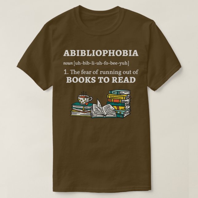 T-shirt Livre de lecture de définition de l'anbibliophobie (Design devant)