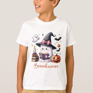 T-shirt Livre de lecture de fantôme Coquette Bow Halloween