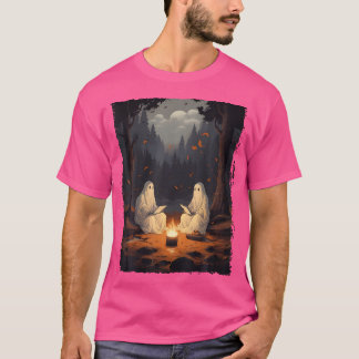T-shirt Livre de lecture de fantômes Camping feu de camp H
