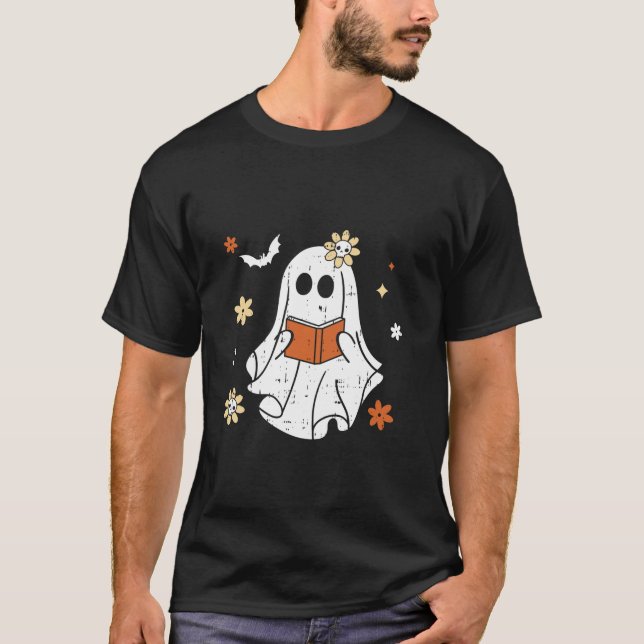 T-shirt Livre de lecture Ghost Halloween Design Professeur (Devant)