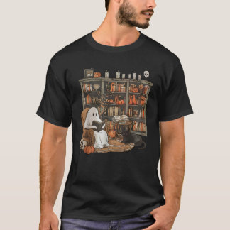 T-shirt Livre de lecture Ghost Retro Bibliothèque Hallowee