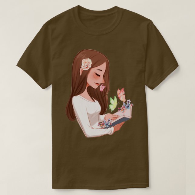T-shirt Livre en floraison Holographique Bookworm livre Lo (Design devant)
