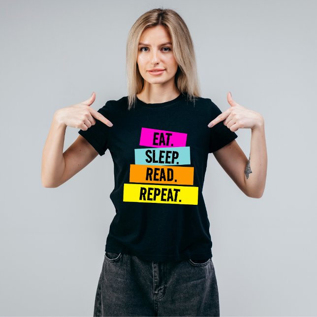 T-shirt Livre Lover's Eat Sleep Lire la répétition (Créateur téléchargé)