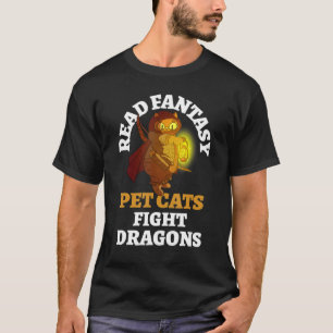 T-shirt Livres Cat Dragons Funny Bookish Bookworm Imaginai