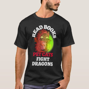 T-shirt Livres Cat Fight Dragons Bookish Magagone Readi