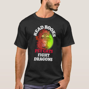 T-shirt Livres Cat Fight Dragons Bookish Magagone Readi